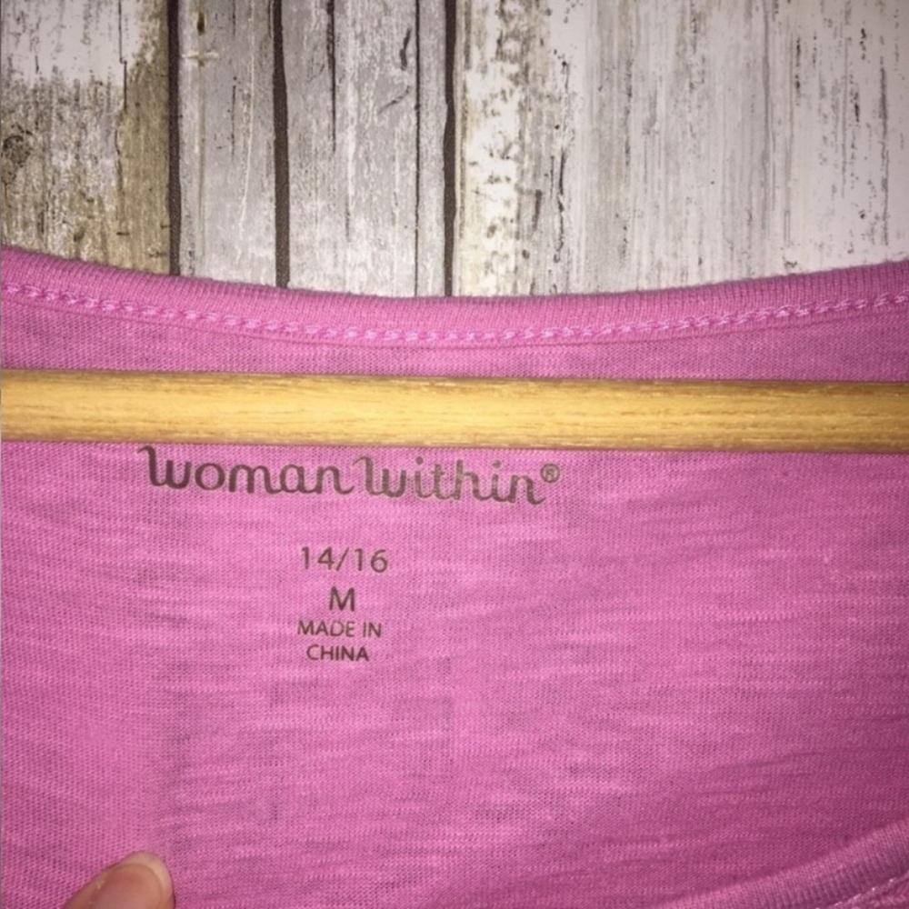 Woman Within Pink Long Sleeve Lace Blouse - Picture 4 of 4